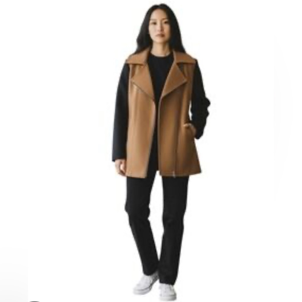 Otis & Maclain Wool Blend Camel and Black Color Block Coat Size S